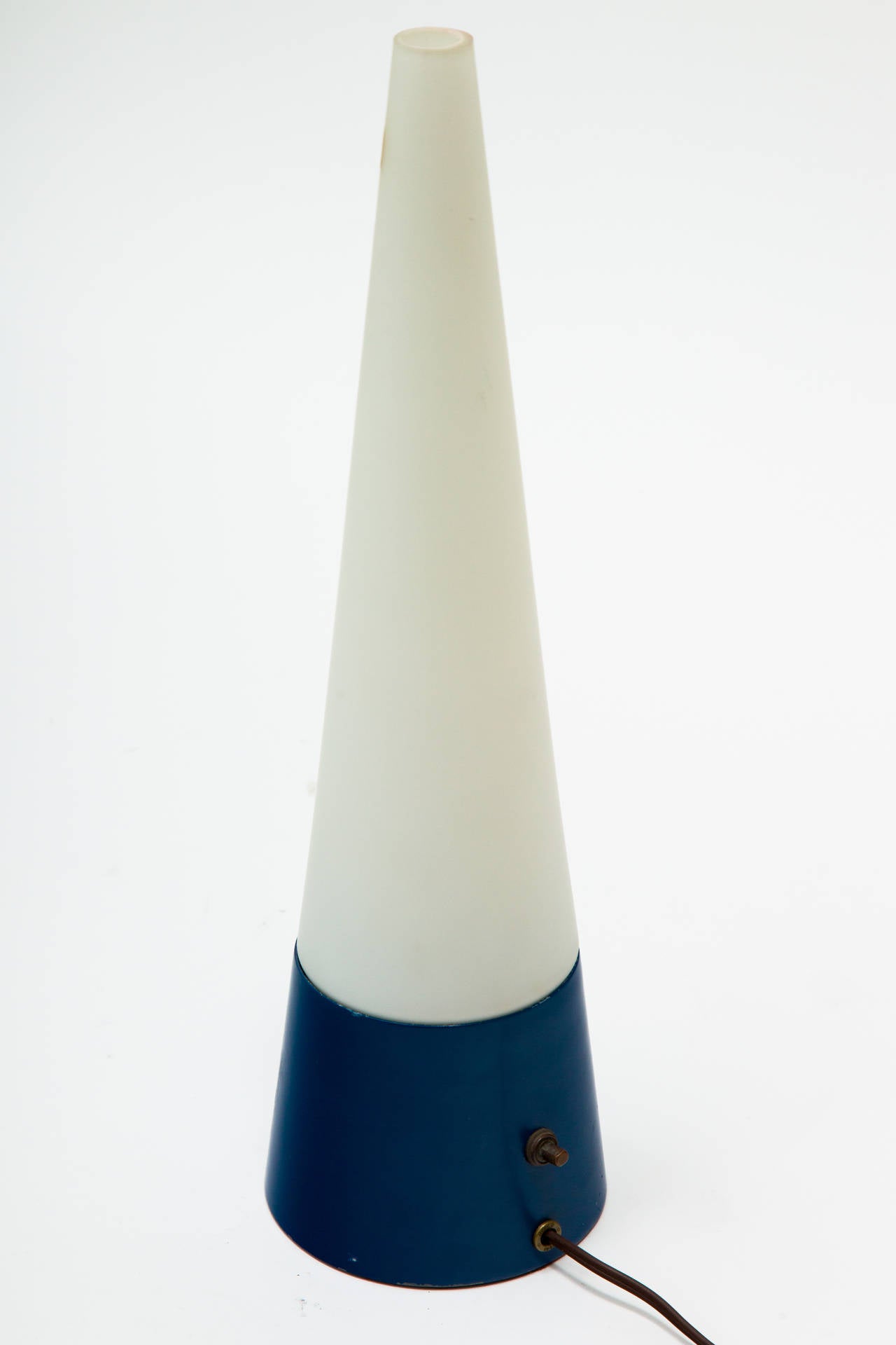 Late 20th Century Conical Glass and Metal Swedish Lamp For Sale