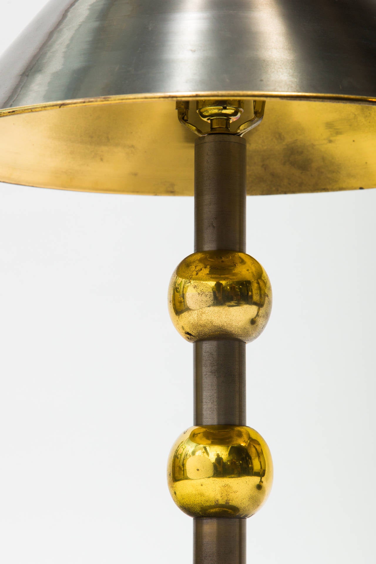Late 20th Century Pair of Industrial Brass Lamps