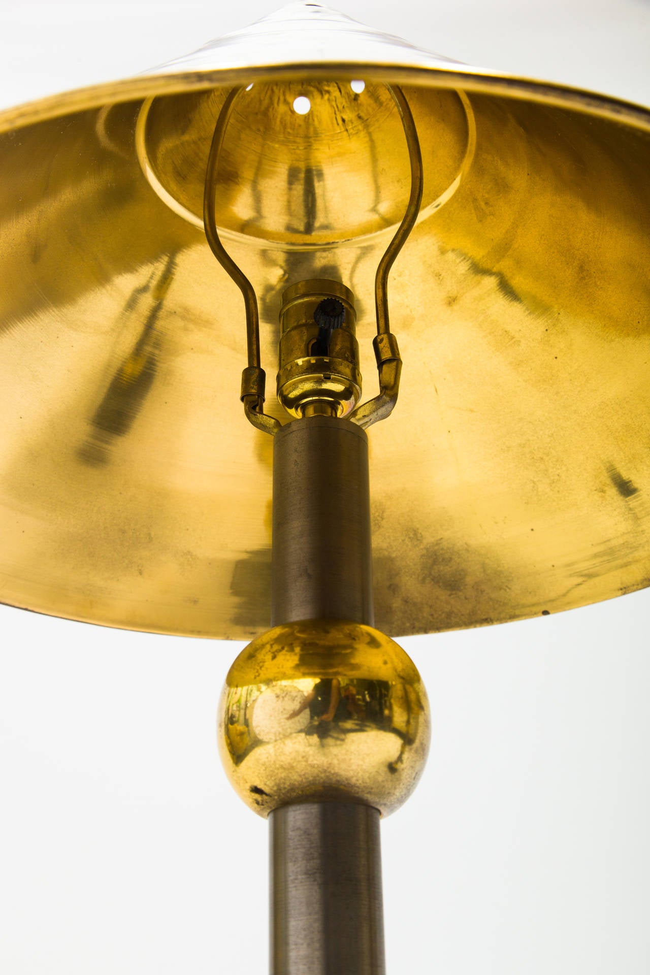 Pair of Industrial Brass Lamps In Good Condition In Tarrytown, NY