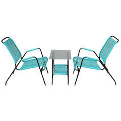 Pair of Italian Design Patio Lounge Chairs and Table