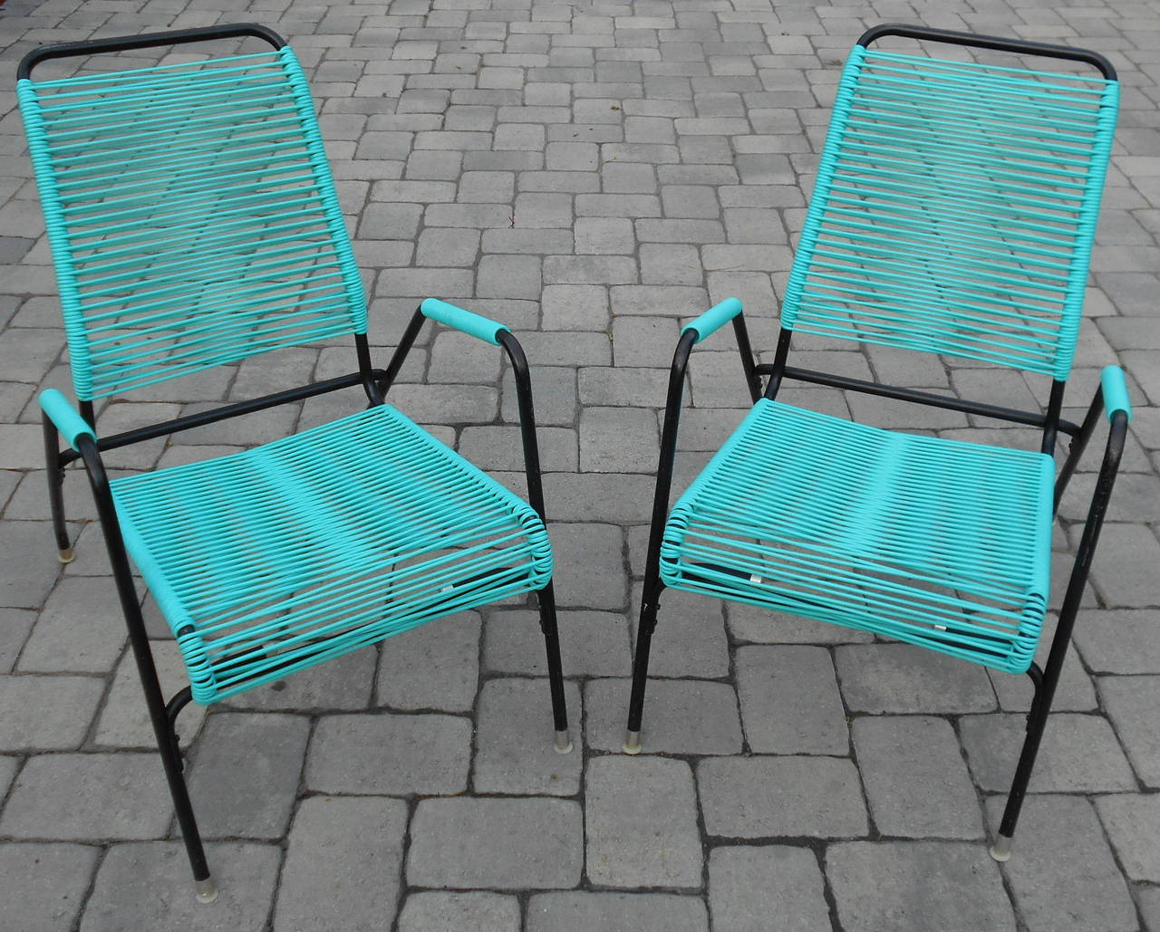 Pair of Italian Design Patio Lounge Chairs and Table