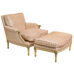 French Style Lounge Chair and Ottoman