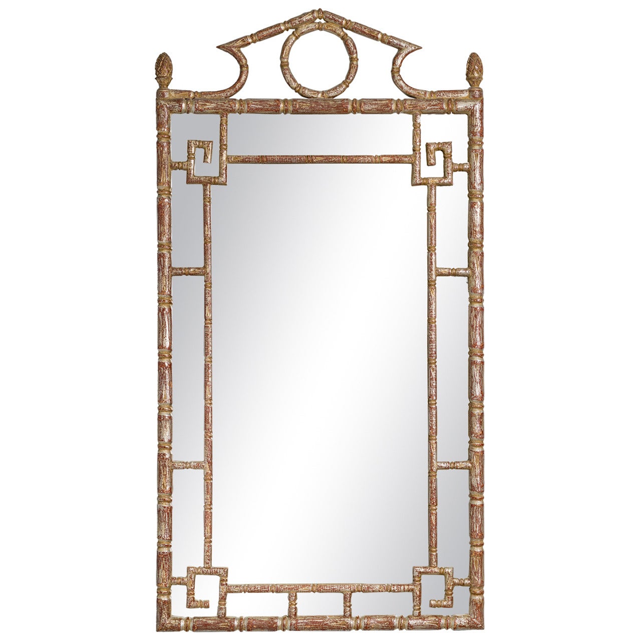 Italian Silver Leaf Greek Key Mirror