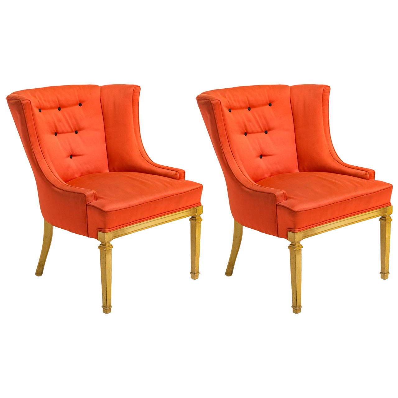 Pair of Hollywood Regency Style Lounge Chairs For Sale