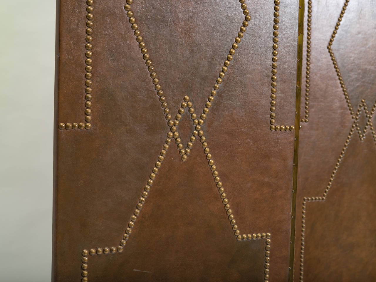Leather and Brass Nail Head Screen 1