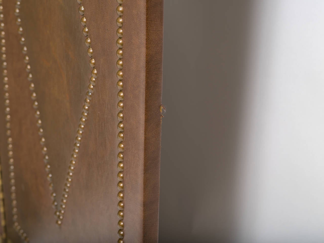 Leather and Brass Nail Head Screen 3