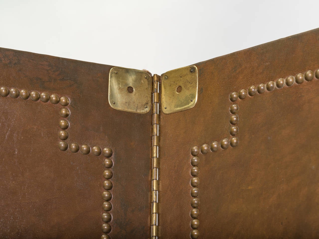 Leather and Brass Nail Head Screen 4