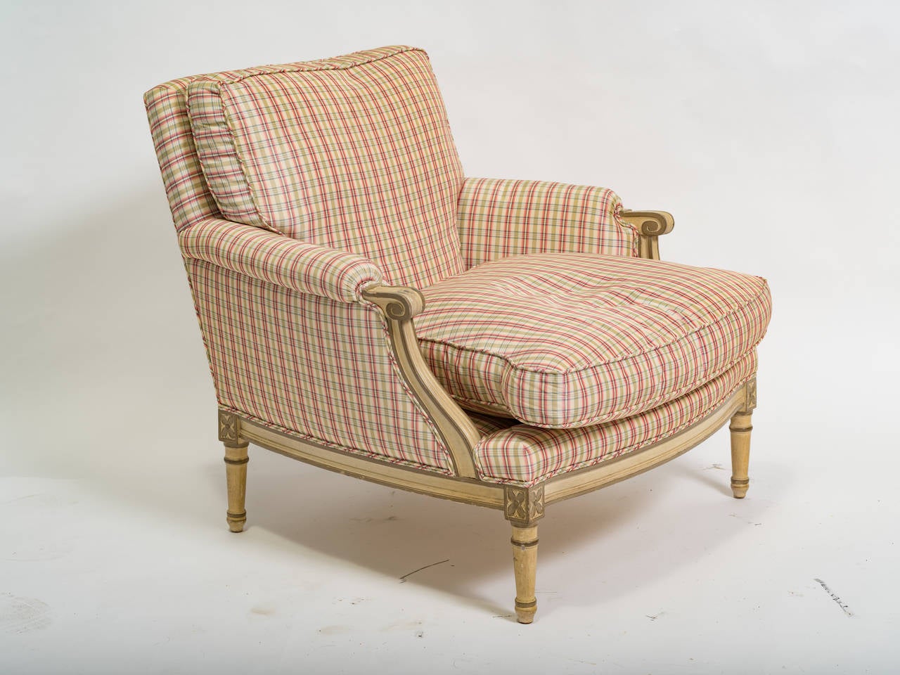 Mid-20th Century French Style Lounge Chair and Ottoman