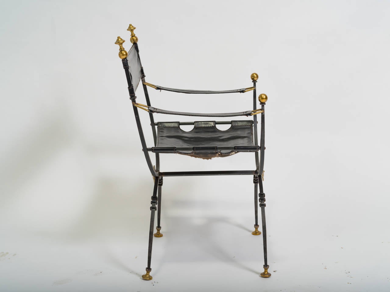 Pair of Iron and Brass Savonarola Chairs 6