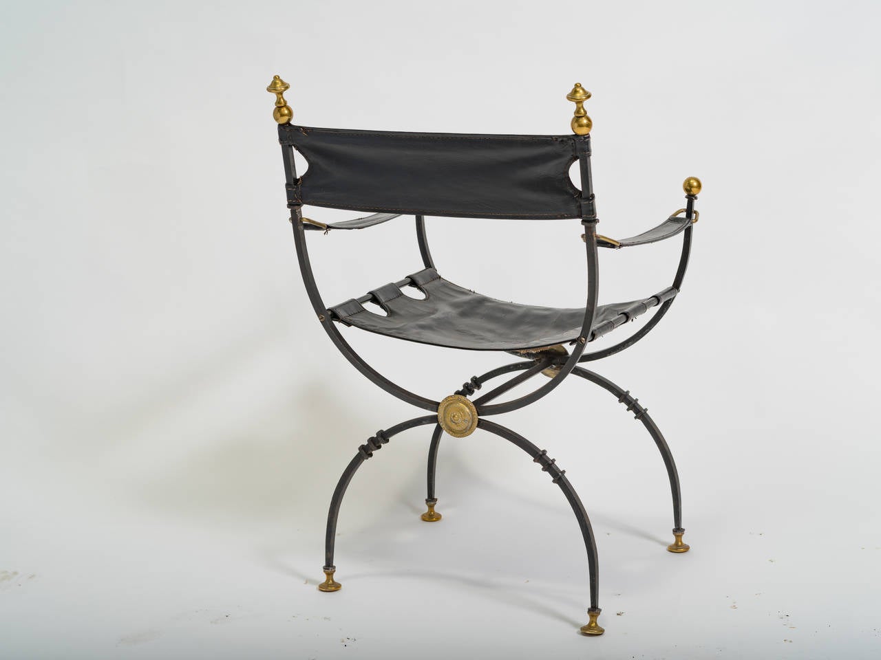 Pair of Iron and Brass Savonarola Chairs 5