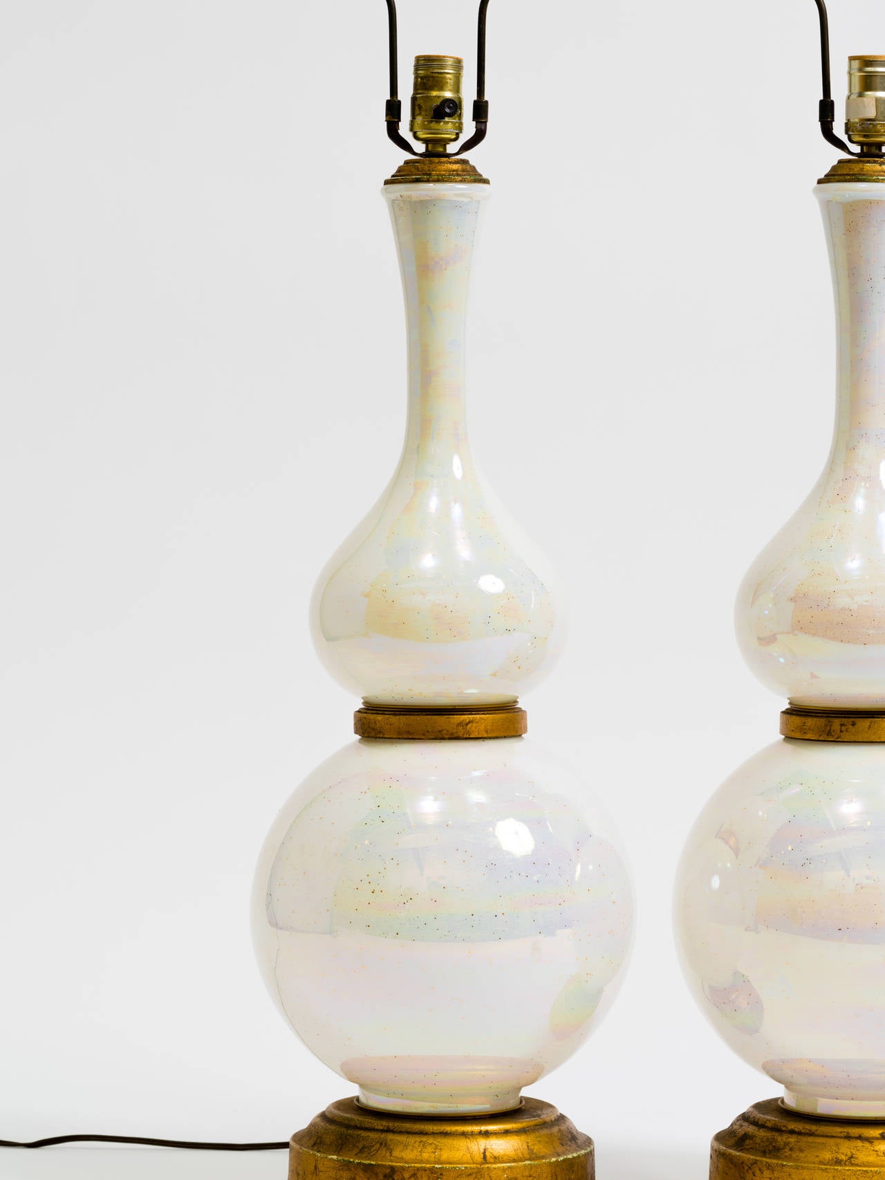 Pair of Italian Iridescent Glass Lamps at 1stDibs