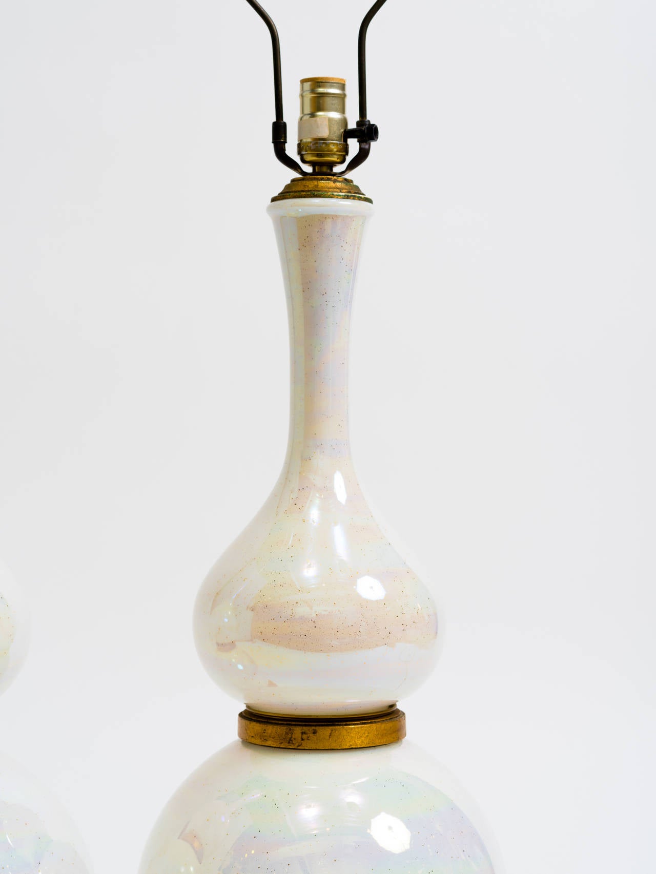 Pair of Italian Iridescent Glass Lamps at 1stDibs