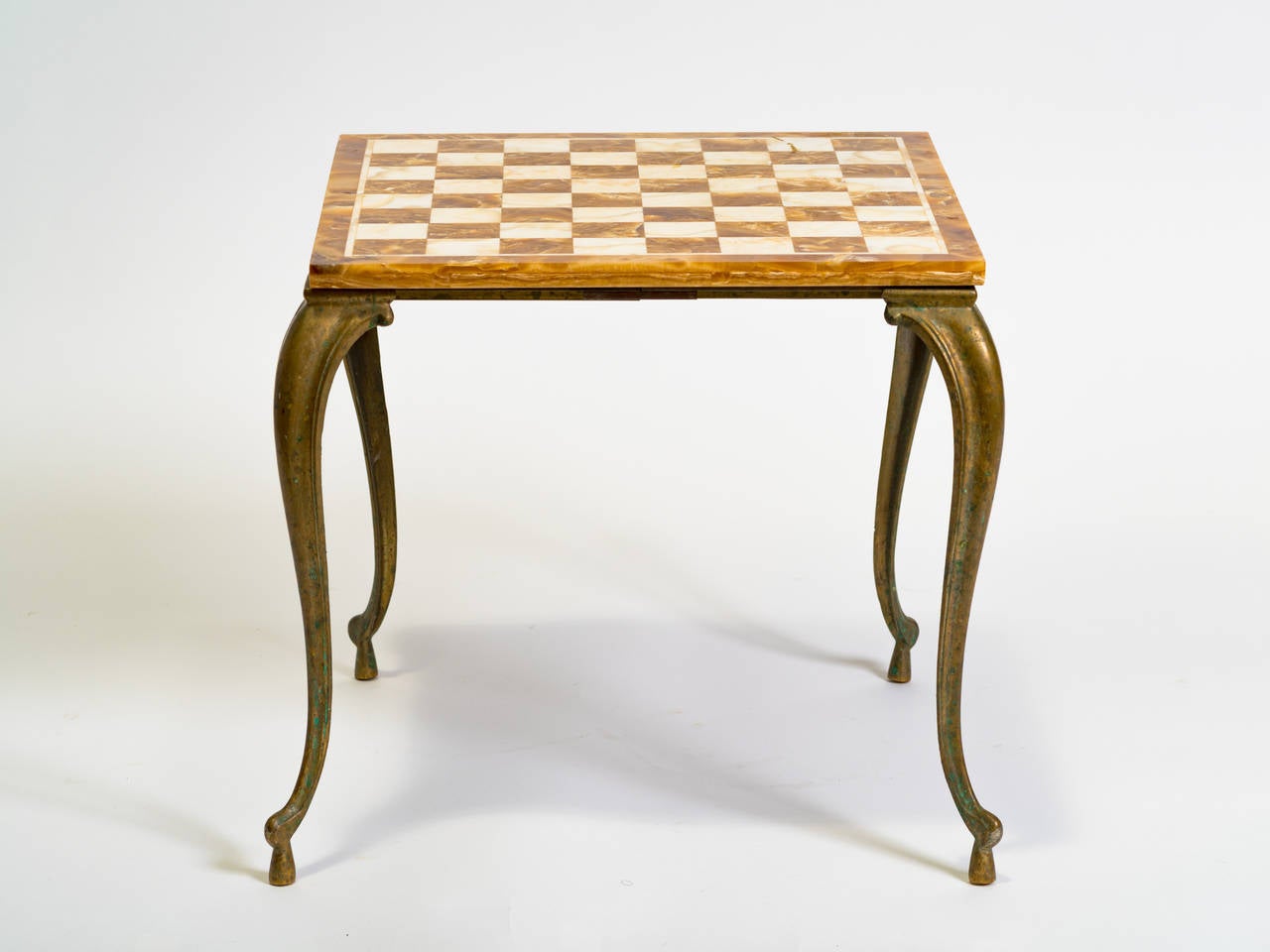 Italian Marble and Brass Chess Table In Good Condition In Tarrytown, NY