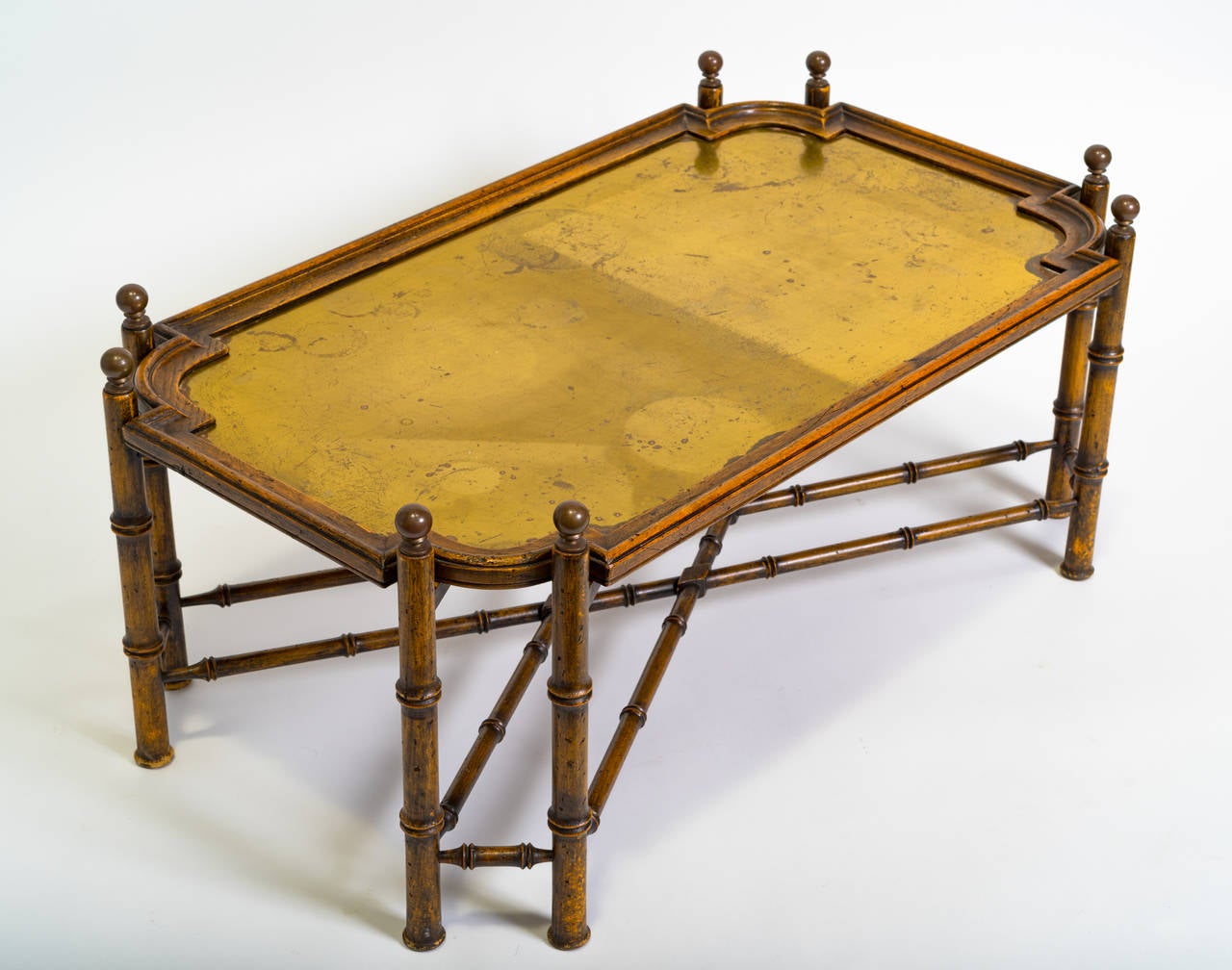 Faux Bamboo and Brass Tray Table In Fair Condition In Tarrytown, NY