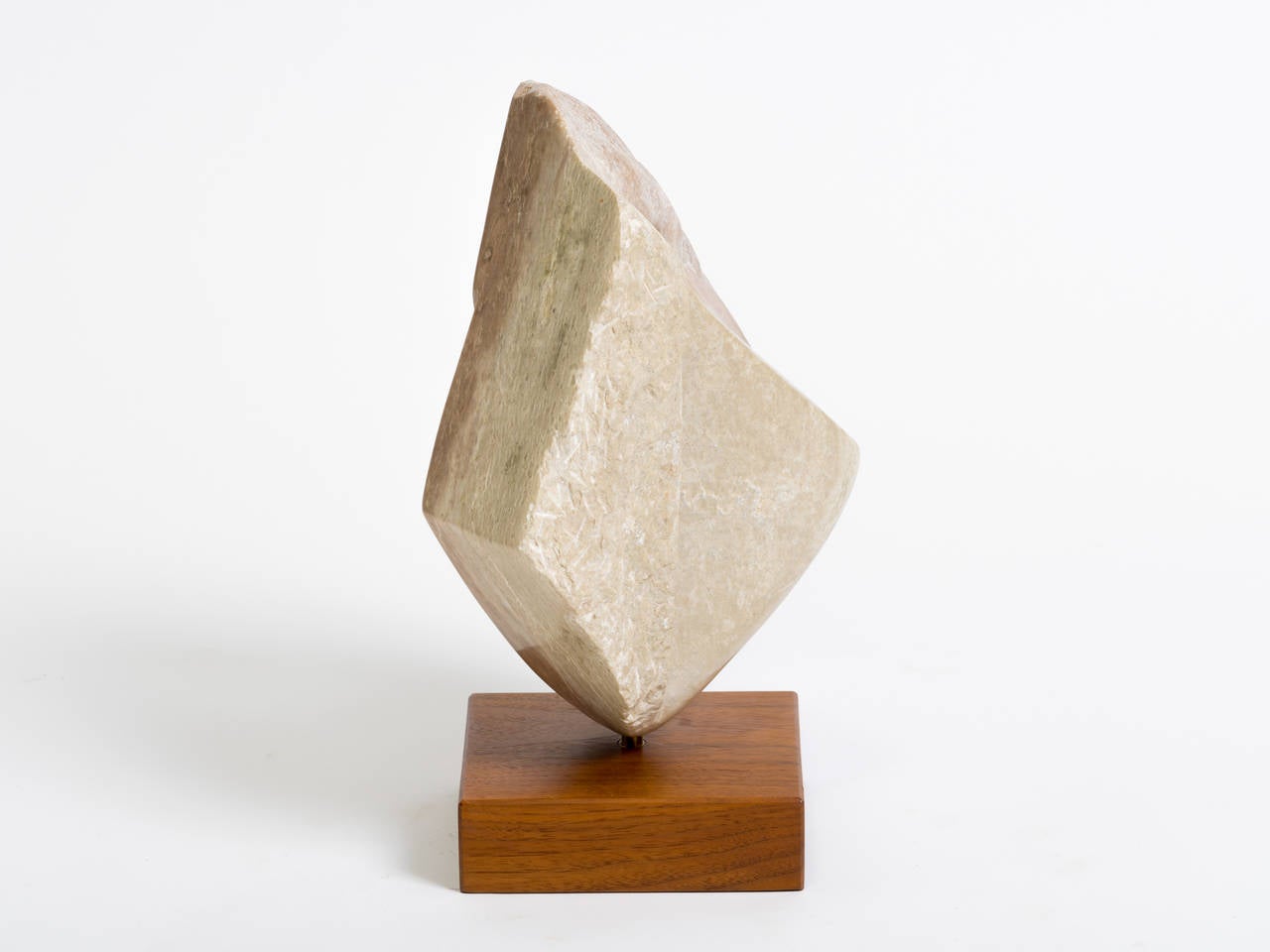 Marble Abstract Sculpture on Wooden Base In Good Condition In Tarrytown, NY