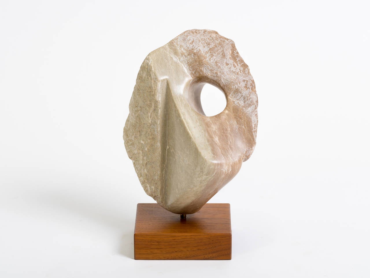 Marble Abstract Sculpture on Wooden Base at 1stDibs