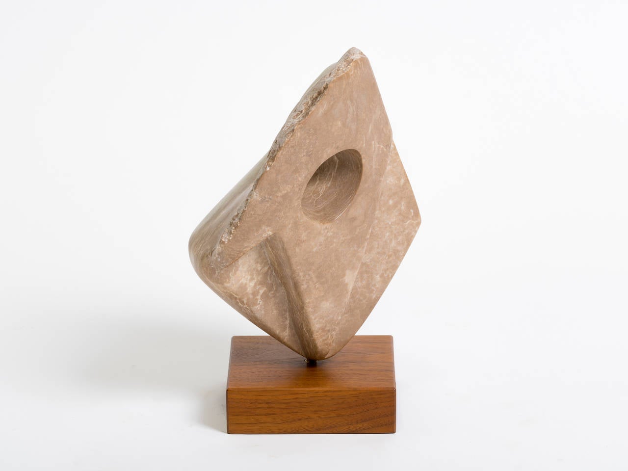 Marble Abstract Sculpture on Wooden Base at 1stDibs