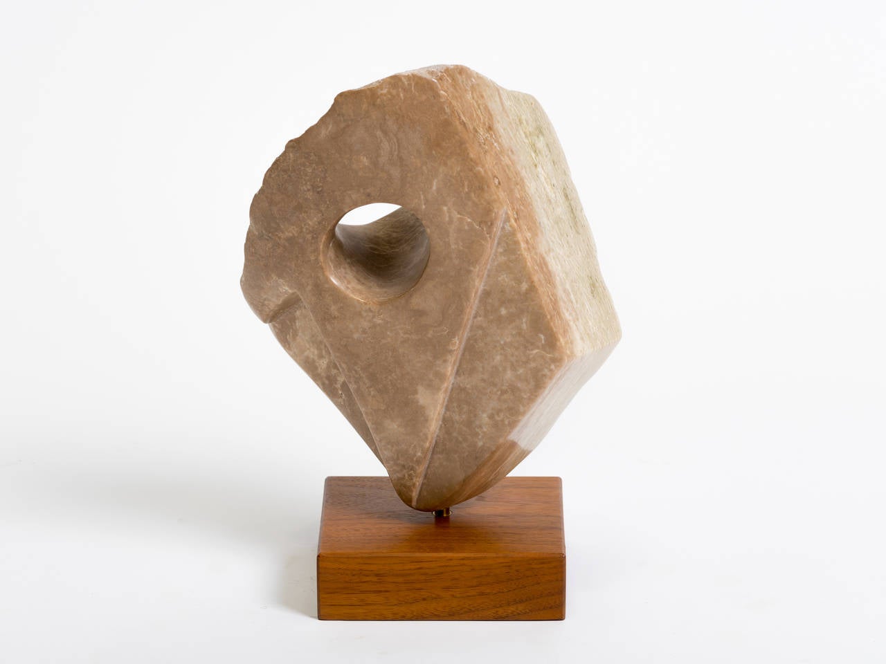 Marble Abstract Sculpture on Wooden Base 1