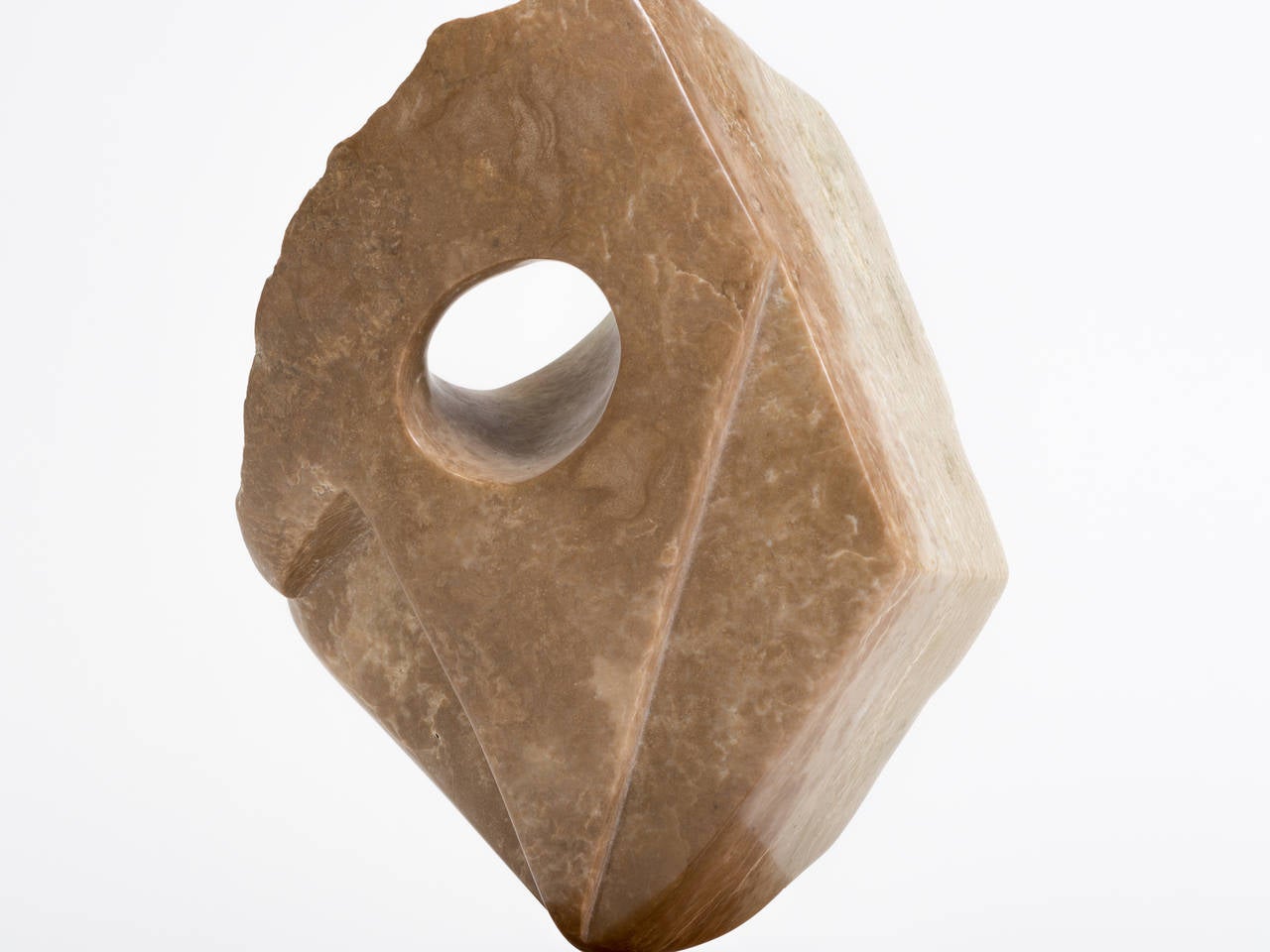 Late 20th Century Marble Abstract Sculpture on Wooden Base
