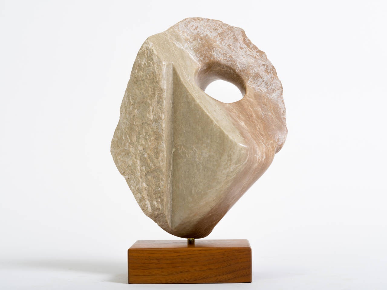 Marble Abstract Sculpture on Wooden Base at 1stDibs