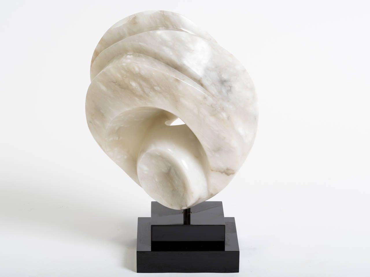 Late 20th Century 1970s White Marble Abstract Sculpture On Granite Base For Sale