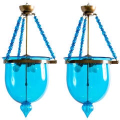 Pair of Murano Glass Bell Jar Lanterns