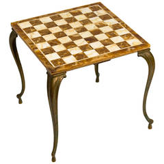 Italian Marble and Brass Chess Table