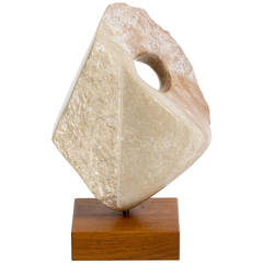 Marble Abstract Sculpture on Wooden Base 4