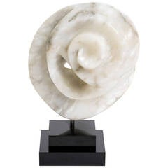 White Marble Abstract Sculpture on Base 2