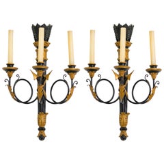 Pair of Wood Classical Arrow Sconces