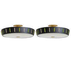 Pair of Mid Century Flush Mount Light Fixtures