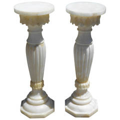 Pair of Italian Carved Alabaster Pedestals