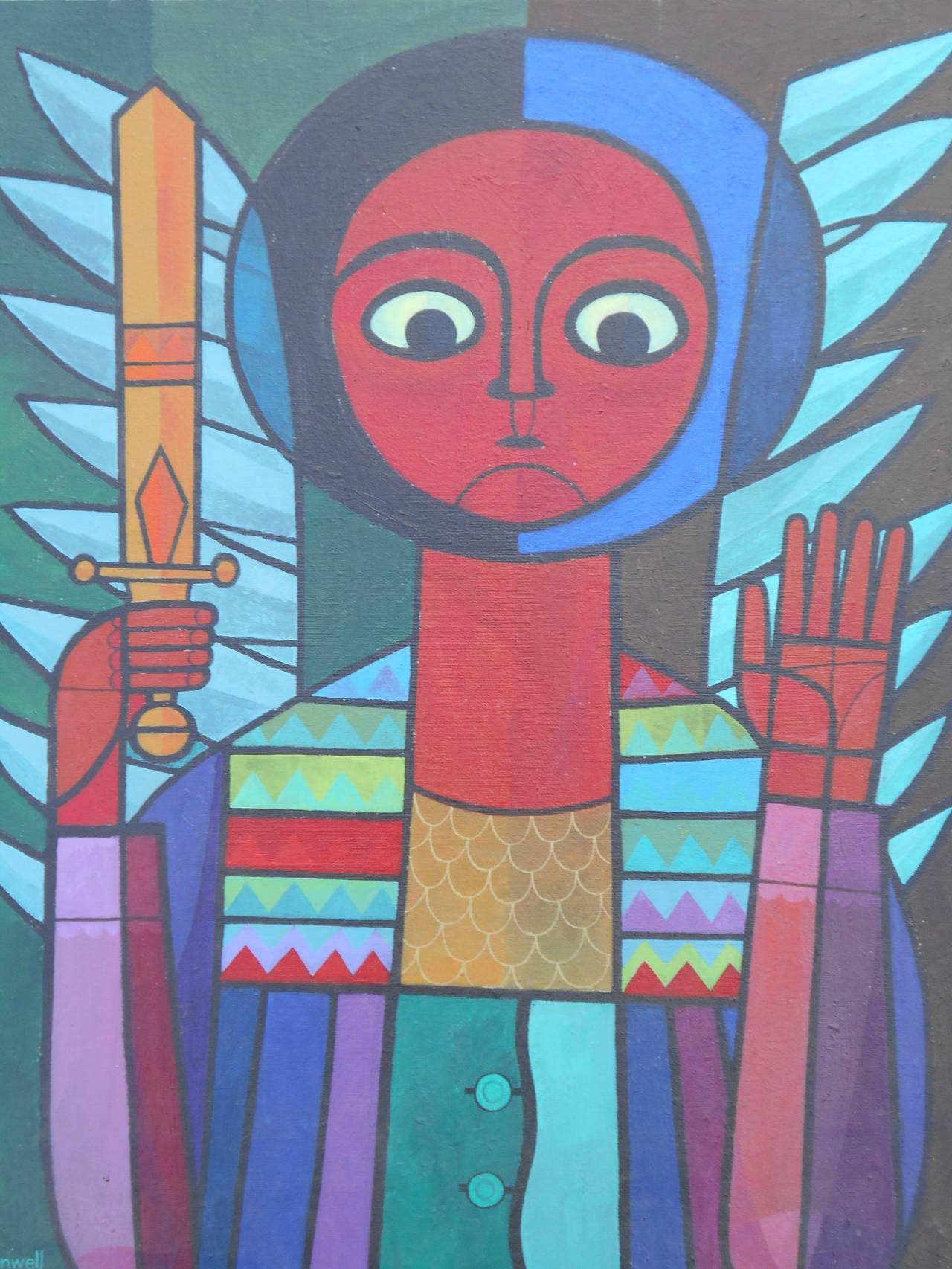 Surrealist acrylic painting on canvas by listed artist Robert L. Greenwell titled 