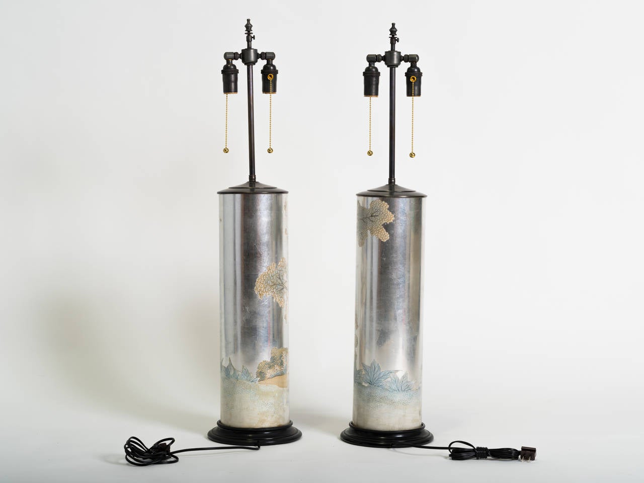 Églomisé and Decoupage Chinoiserie Glass Table Lamps 4