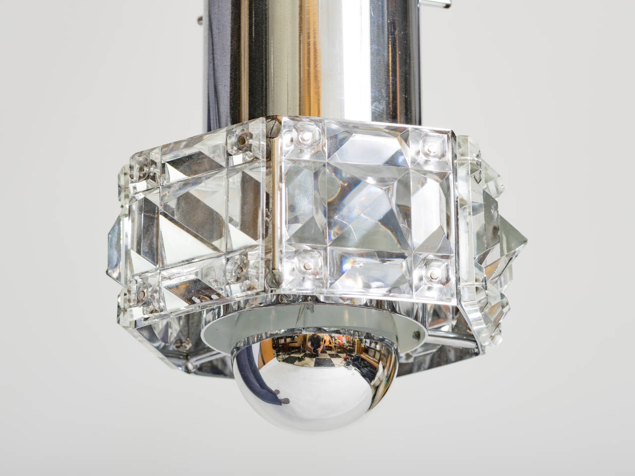20th Century Kinkeldey Pair of Small Crystal Hanging Fixture, Germany For Sale
