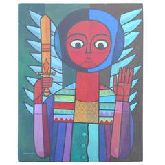 Surreal Acrylic Painting by Robert L. Greenwell, "The Avenging Angel"