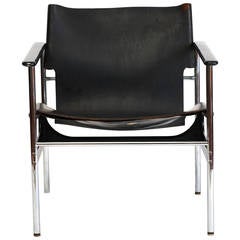 Charles Pollock Leather Sling Armchair Model 657 6