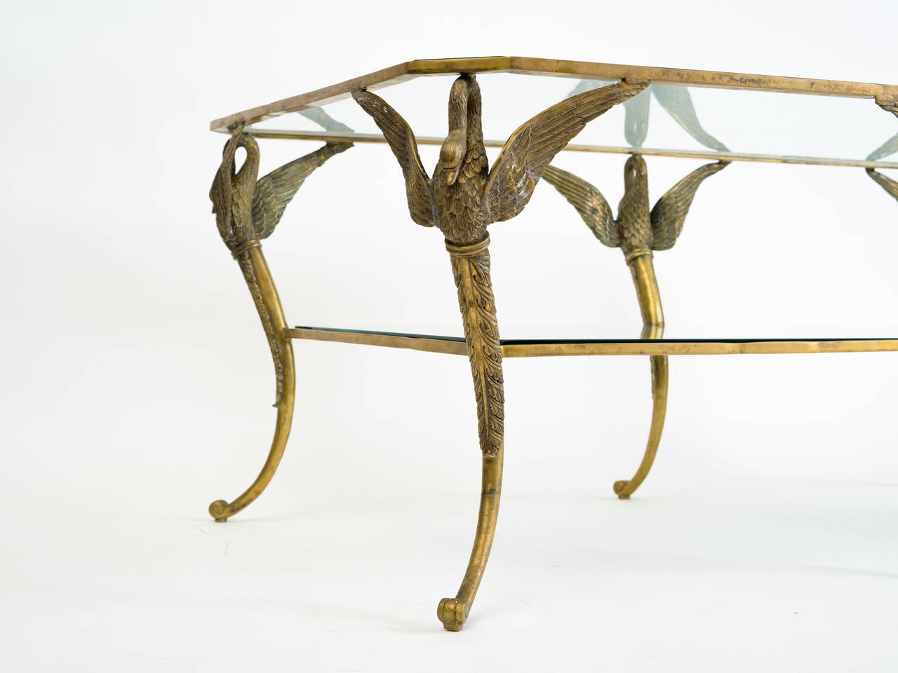 Mid-20th Century Bronze Classical Swan Coffee Table