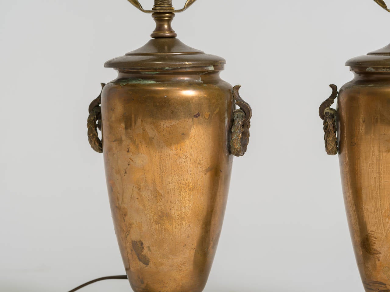 Pair of Classical Bronze Urn Lamps 1