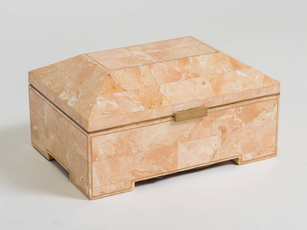 Tessellated Stone Box with Brass Inlay at 1stDibs