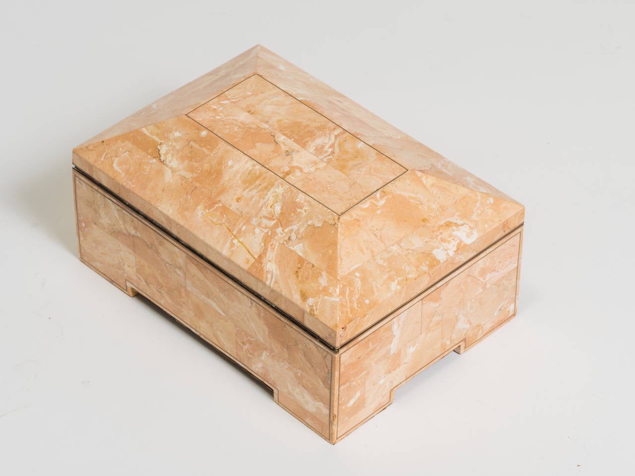 Tessellated Stone Box with Brass Inlay In Good Condition In Tarrytown, NY