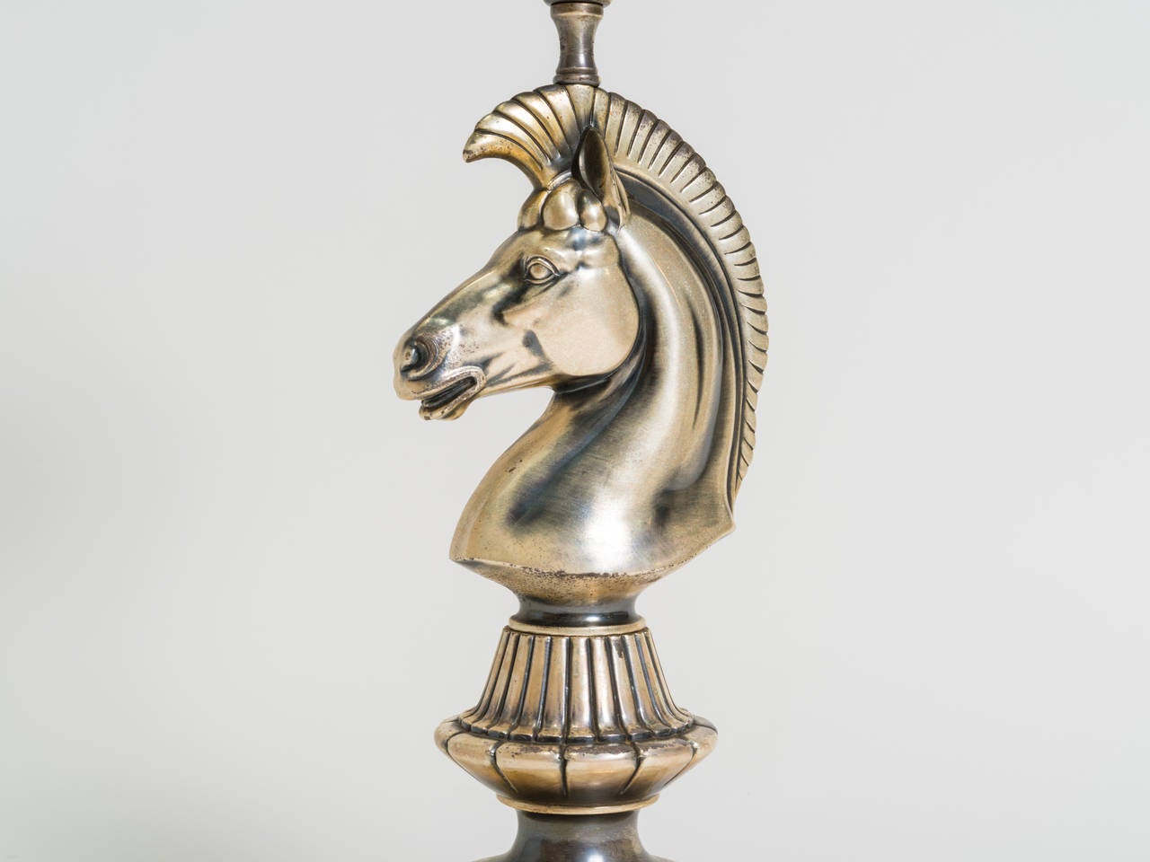 Mid-20th Century Silver Plate 1940s Horse Head Lamp For Sale