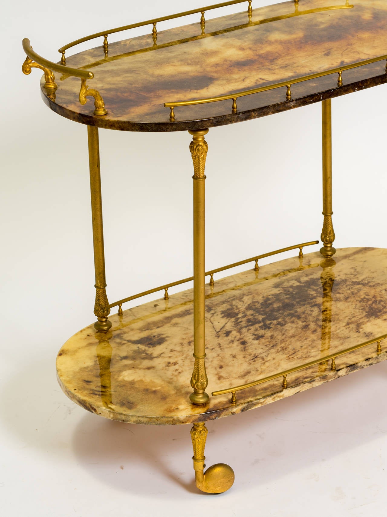 Aldo Tura Goat Skin Tea Cart 1