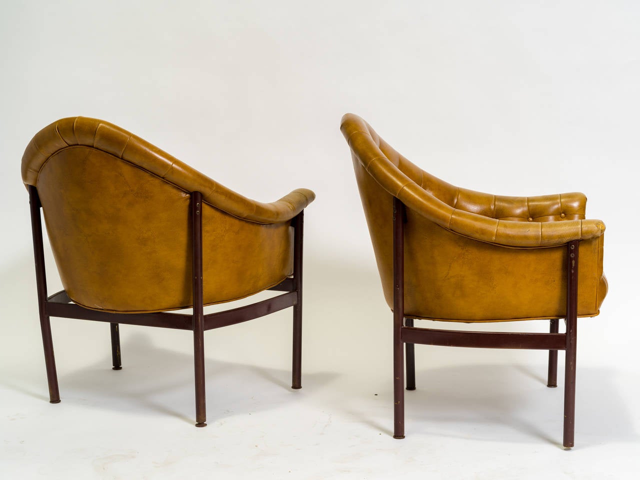 Pair of Milo Baughman for Thayer Coggin Metal Framed Lounge Chairs 3