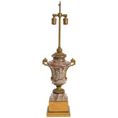 French Marble Urn Lamp with Bronze Mounts