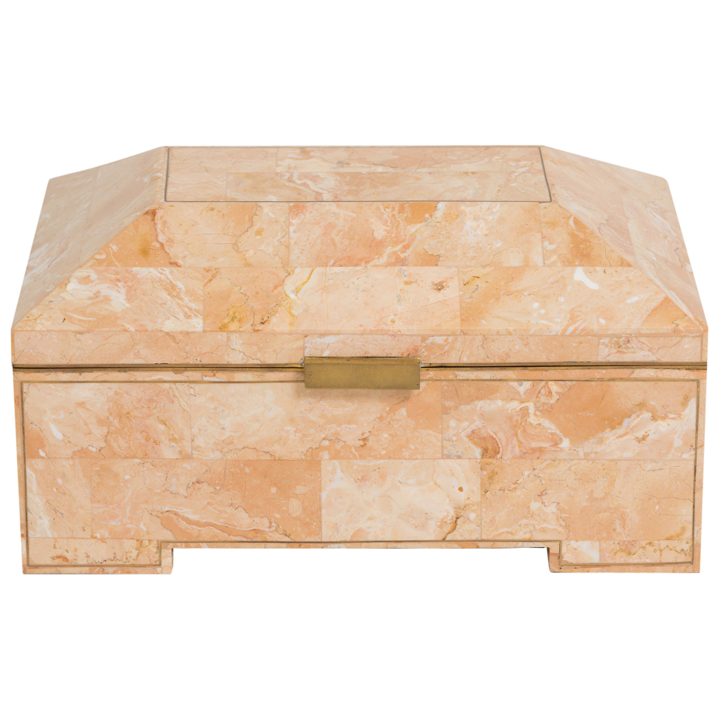 Tessellated Stone Box with Brass Inlay