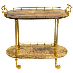 Aldo Tura Goat Skin Tea Cart