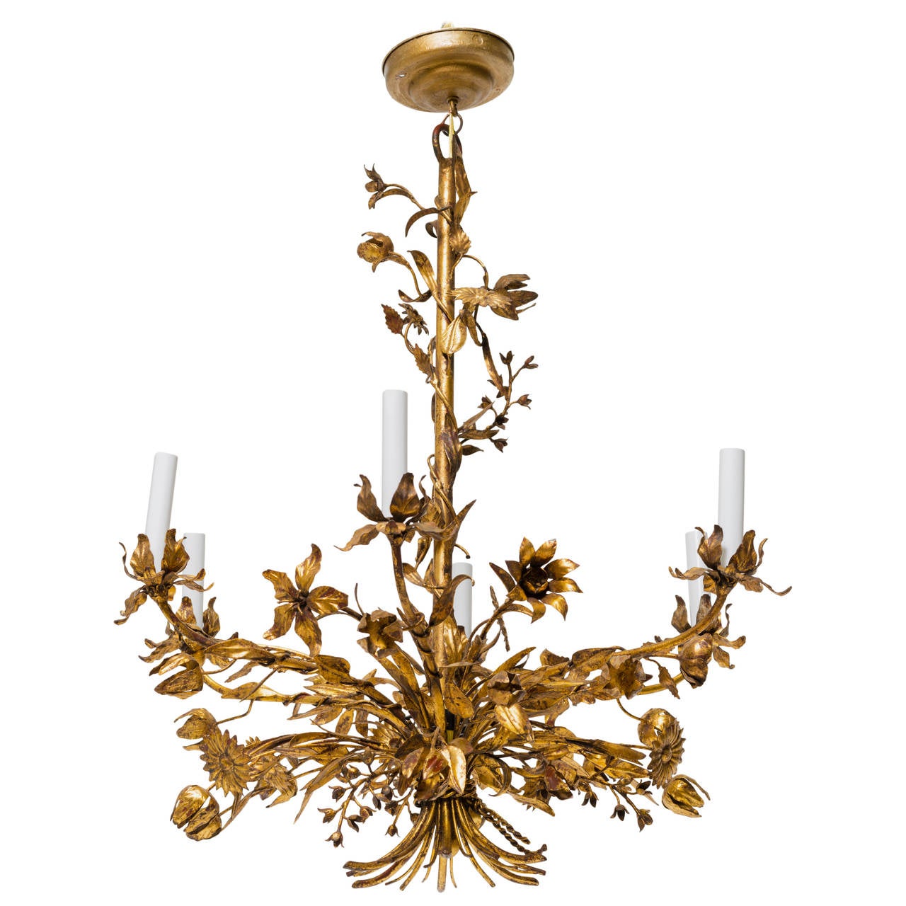 Mid 20th Century Italian Gilt Tole Chandelier At 1stdibs Mid 20th Century Italian Gilt Tole Chandelier For