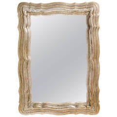Italian Silver Leaf Scalloped Wood Mirror