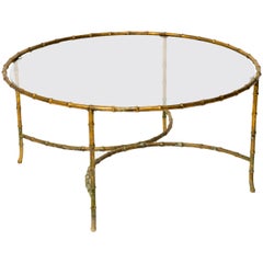 Gilt Iron Faux Bamboo Coffee Table